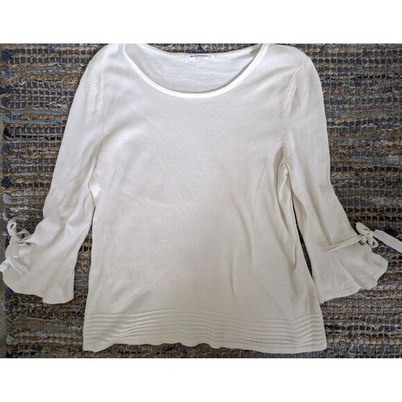 Sweater/top White w/ Ties at Wrists M Cream Quiet Luxury Light Academia Flawed - Picture 2 of 6